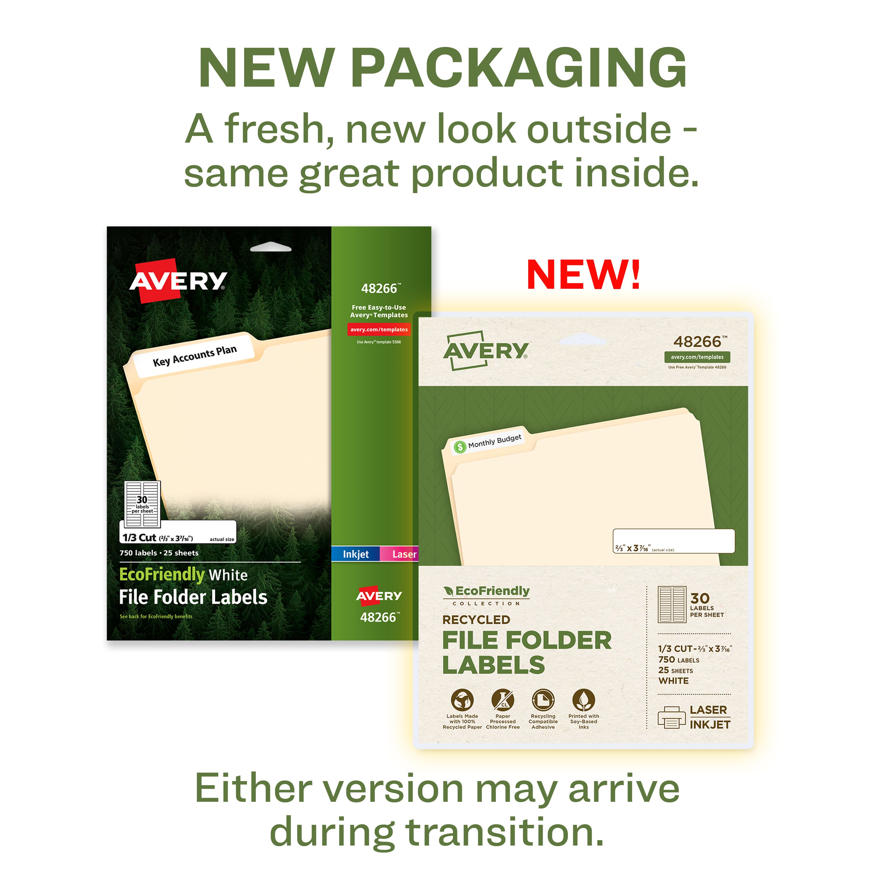 EcoFriendly File Folder Labels, 2/3